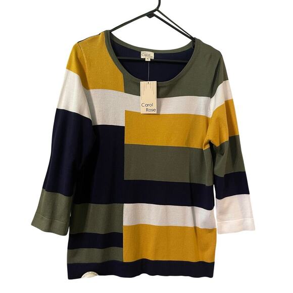NWT Size XL Carol Rose Color Block Striped Pullover Sweater - Picture 1 of 3